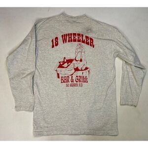 VINTAGE 18 Wheeler Bar & Grill Kearny NJ Graphic T-shirt Men Medium Gray 90s
